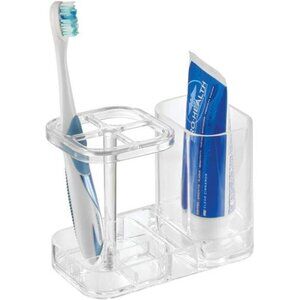 Toothbrush Holder, BPA-Free Plastic, Clear, Divided Toothbrush Holder